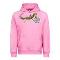 Fuchsia Pink leopard gecko playing video game lizard & reptiles gamers t shirt Urban Hoodie - linhVisuals