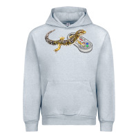Heather Grey leopard gecko playing video game lizard & reptiles gamers t shirt Urban Hoodie - linhVisuals