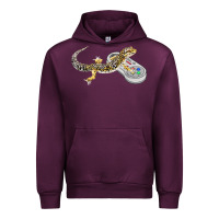 Mauve Wine leopard gecko playing video game lizard & reptiles gamers t shirt Urban Hoodie - linhVisuals