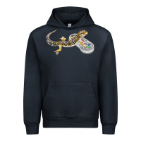 Navy leopard gecko playing video game lizard & reptiles gamers t shirt Urban Hoodie - linhVisuals