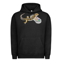 Pigment Black leopard gecko playing video game lizard & reptiles gamers t shirt Urban Hoodie - linhVisuals