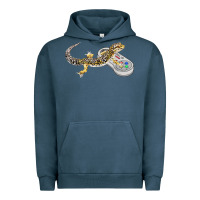 Pigment Midnight Navy leopard gecko playing video game lizard & reptiles gamers t shirt Urban Hoodie - linhVisuals