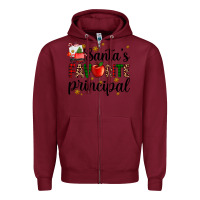 Burgundy santa's favorite principal Zipper Hoodie - AdoDesignShop