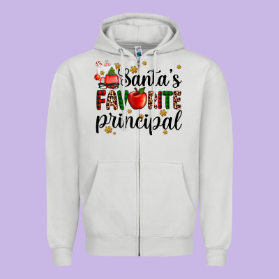 Santa's Favorite Principal Zipper Hoodie Designed By Adodesignshop