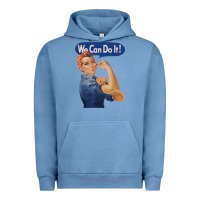 Pigment Pebble Blue rosie the riveter shirt we can do it feminist retro t shirt Urban Hoodie - linhVisuals