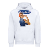 White rosie the riveter shirt we can do it feminist retro t shirt Urban Hoodie - linhVisuals