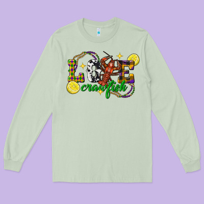 Mardi Gras Love Crawfish Long Sleeve Tee Designed By Fadigitalartstudio