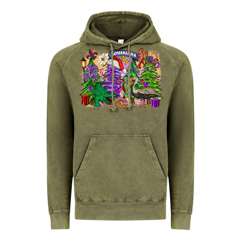 Christmas Louisiana Mardi Gras Trees Vintage Hoodie by FaDigitalArtStudio | Teevron