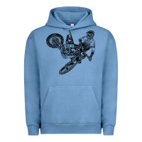 Pigment Pebble Blue Eli Tomac Jump Illustration Urban Hoodie - linhVisuals