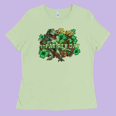 Happy St. Patrick's Day T-rex Ladies Tee Designed By Howdyjamesfarm