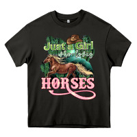 Asphalt Just a girl who loves Horses Heavy Core Tee - HowdyJamesFarm