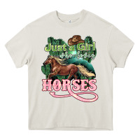 Cream Just a girl who loves Horses Heavy Core Tee - HowdyJamesFarm