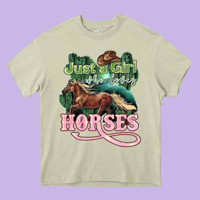 Just A Girl Who Loves Horses Heavy Core Tee Designed By Howdyjamesfarm