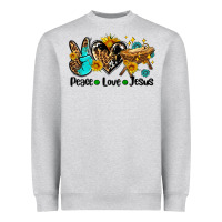 Heather Grey peace love jesus Heavyweight Sweatshirt - AdoDesignShop