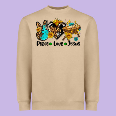 Peace Love Jesus Heavyweight Sweatshirt Designed By Adodesignshop