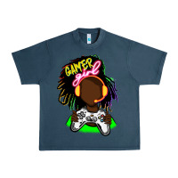 Midnight Navy black gamer girl Urban Heavy Tee - FaDigitalArtStudio