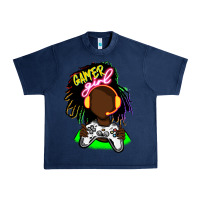 Navy black gamer girl Urban Heavy Tee - FaDigitalArtStudio