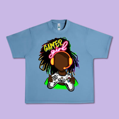 Black Gamer Girl Urban Heavy Tee Designed By Fadigitalartstudio