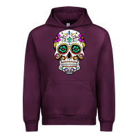 Mauve Wine sugar skull Urban Hoodie - linhVisuals