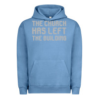 Pigment Pebble Blue the church has left the building Urban Hoodie - linhVisuals