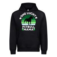 Black funny st patrick's day one lucky pitbull mama pitbulldog t shirt Urban Hoodie - linhVisuals