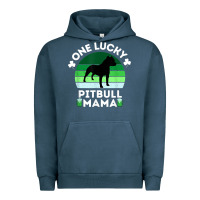 Pigment Midnight Navy funny st patrick's day one lucky pitbull mama pitbulldog t shirt Urban Hoodie - linhVisuals