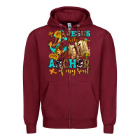 Burgundy jesus is the anchor of my soul Zipper Hoodie - AdoDesignShop