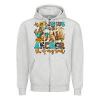 Dove Grey jesus is the anchor of my soul Zipper Hoodie - AdoDesignShop