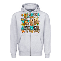 Heather Grey jesus is the anchor of my soul Zipper Hoodie - AdoDesignShop
