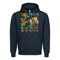 Navy jesus is the anchor of my soul Zipper Hoodie - AdoDesignShop