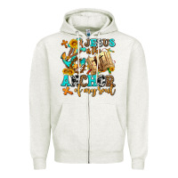 Oatmeal Heather jesus is the anchor of my soul Zipper Hoodie - AdoDesignShop