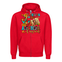 Red jesus is the anchor of my soul Zipper Hoodie - AdoDesignShop