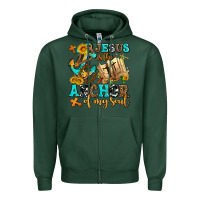 Sports Green jesus is the anchor of my soul Zipper Hoodie - AdoDesignShop