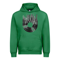 Emerald vinyl record cityscape Urban Hoodie - linhVisuals