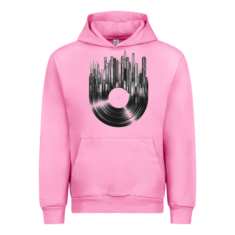 Vinyl Record Cityscape Urban Hoodie by linhVisuals | Teevron