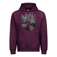 Mauve Wine vinyl record cityscape Urban Hoodie - linhVisuals