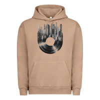 Pigment Burro vinyl record cityscape Urban Hoodie - linhVisuals