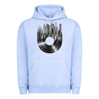 Pigment Grape Ice vinyl record cityscape Urban Hoodie - linhVisuals