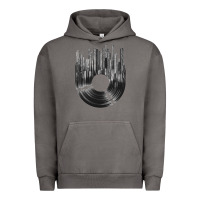 Pigment Tornado vinyl record cityscape Urban Hoodie - linhVisuals