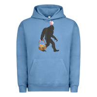 Pigment Pebble Blue funny bigfoot easter design with easter basket and bigfoot t shirt Urban Hoodie - linhVisuals