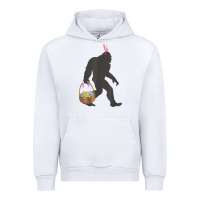 White funny bigfoot easter design with easter basket and bigfoot t shirt Urban Hoodie - linhVisuals