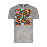 Cloud Rock cow with aztec and sunflowers seamless pattern Vintage Tee - FaDigitalArtStudio