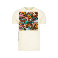 Vintage Arctic cow with aztec and sunflowers seamless pattern Vintage Tee - FaDigitalArtStudio