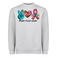 Heather Grey peace love  cure Heavyweight Sweatshirt - AdoDesignShop