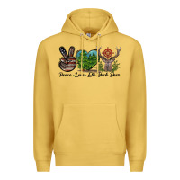 Antique Gold Peace Love Elk Buck Deer Premium Hoodie - LillyAllenDesigns