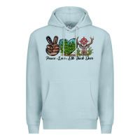 Blue Mist Peace Love Elk Buck Deer Premium Hoodie - LillyAllenDesigns