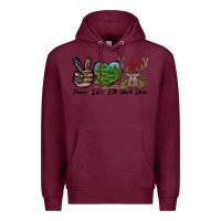 Burgundy Peace Love Elk Buck Deer Premium Hoodie - LillyAllenDesigns