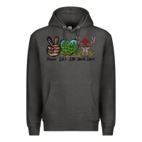 Charcoal Heather Peace Love Elk Buck Deer Premium Hoodie - LillyAllenDesigns