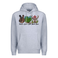 Heather Grey Peace Love Elk Buck Deer Premium Hoodie - LillyAllenDesigns