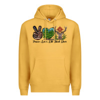 Mustard Peace Love Elk Buck Deer Premium Hoodie - LillyAllenDesigns